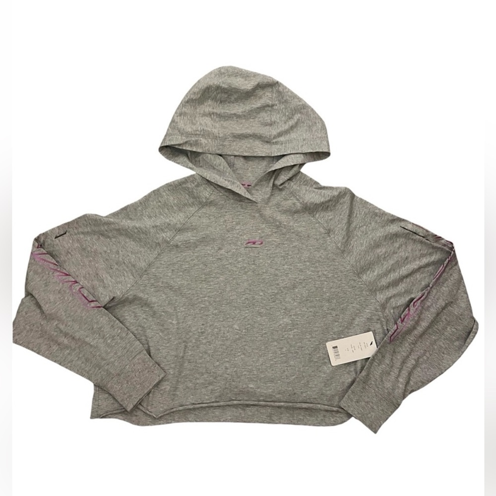 New with tag DKNY gray crop long sleeve lightweight hoodie size small workout